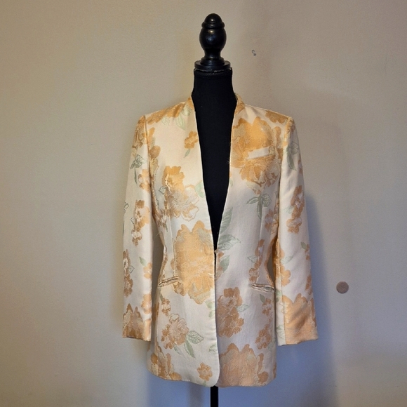Calvin Klein Jackets & Blazers - CALVIN KLEIN Metallic Floral Blazer - 4
